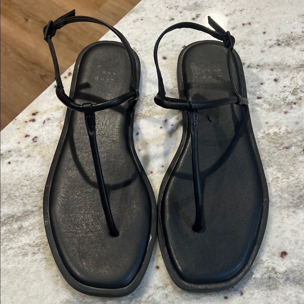 A New Day Black Strappy Sandals